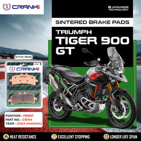 CRANK1 CB744 sintered front brake pads for Triumph Tiger 900 GT 2024 onwards premium high-performance motorcycle brake pads.
