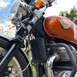 Auto Engina 3mm black powder-coated mild steel radiator guard for Royal Enfield Interceptor 650