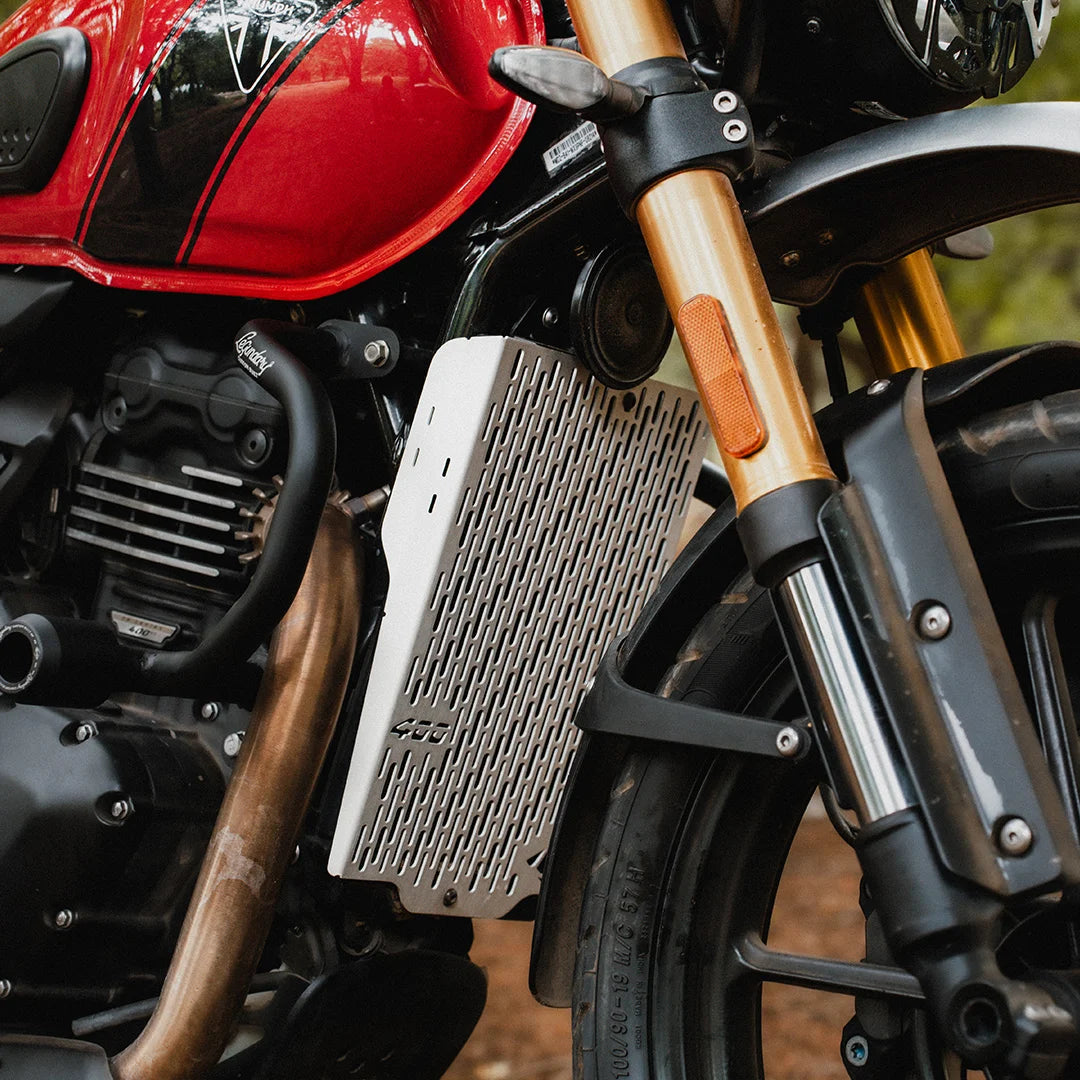 Legundary Custom Vector radiator grill for Triumph Scrambler 400 X silver aluminium guard
