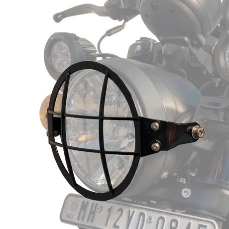 Auto Engina Headlight Grill for Royal Enfield Hunter 350 3mm Mild Steel 5mm Mesh Gloss Black