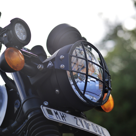 Auto Engina Headlight Grill for Royal Enfield Hunter 350 3mm Mild Steel 5mm Mesh Gloss Black