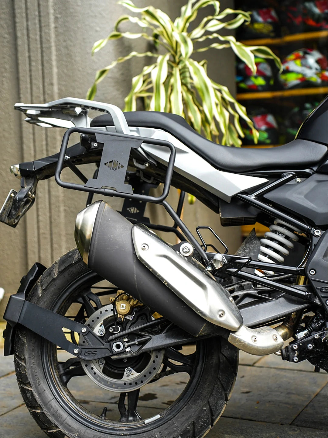 Legundary Custom BMW G310GS aragorn saddle stay black mild steel pannier mount luggage support