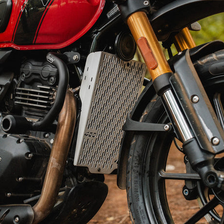 Legundary Custom Vector radiator grill for Triumph Scrambler 400 X silver aluminium guard