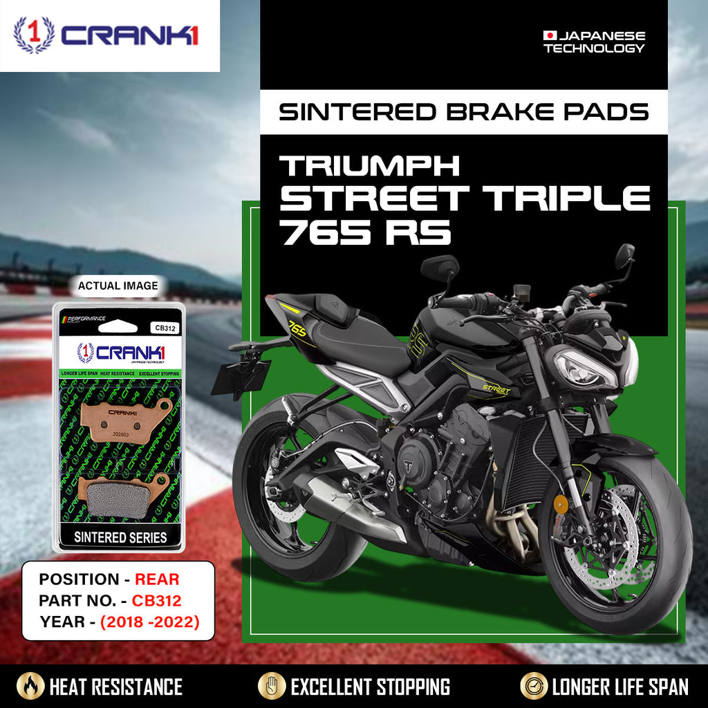 CRANK1 CB312 Sintered Rear Brake Pads for Triumph Street Triple 765 RS (2018-2022)