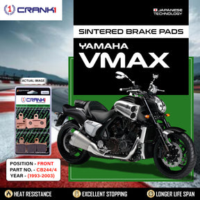 CRANK1 CB244/4 Front Sintered Brake Pads for Yamaha VMAX 1993-2003 and Yamaha YZF-R1 2009-2014 premium motorcycle brake pads