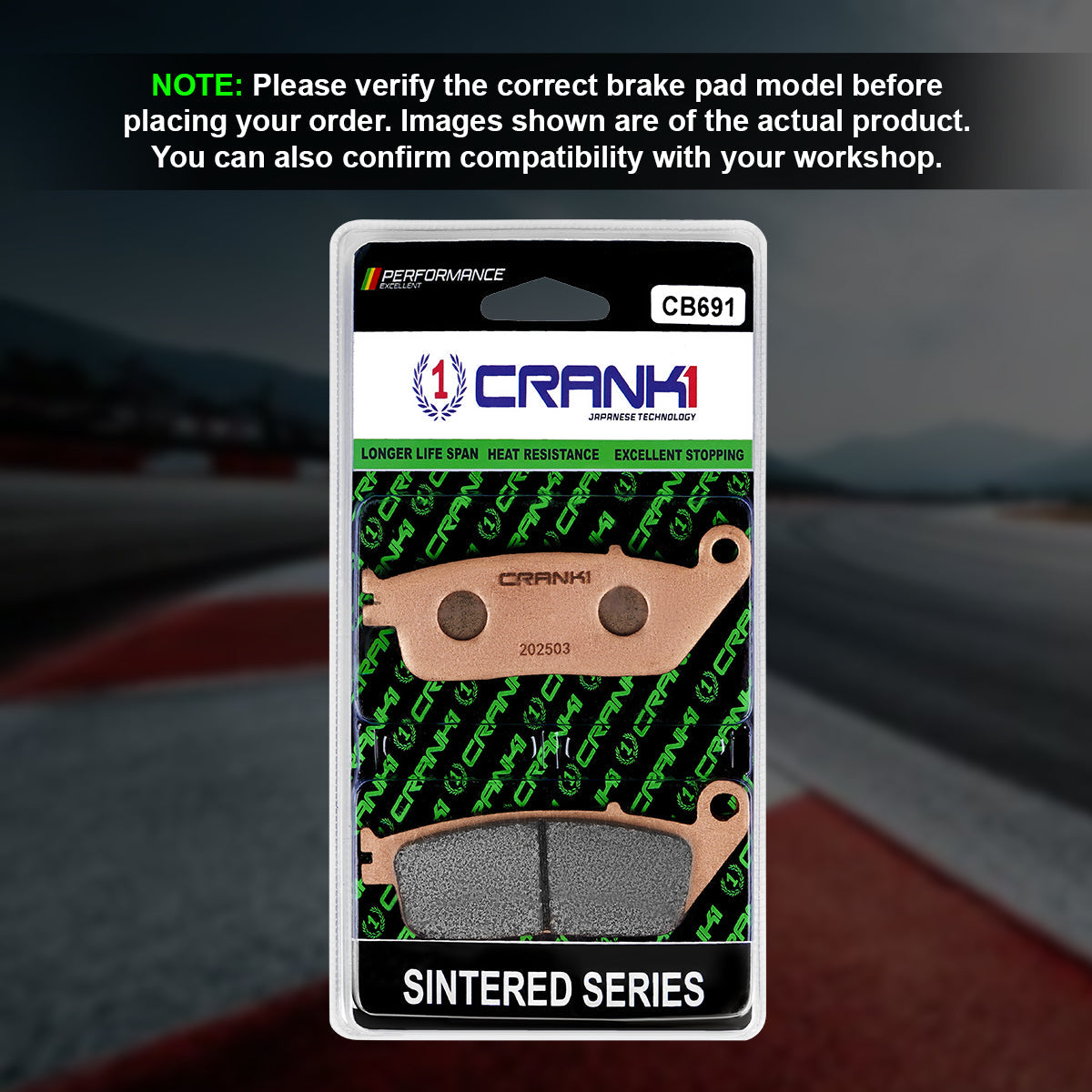 CRANK1 CB691 Sintered Front Brake Pads for Honda NX500 2023 Onwards