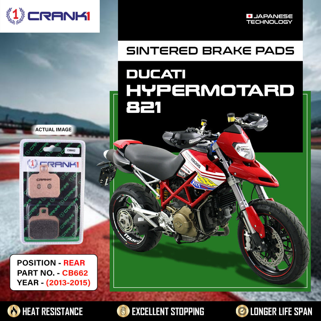 CRANK1 CB662 Sintered Rear Brake Pads for Ducati Hypermotard 821 (2013-2015) high performance motorcycle brake pads