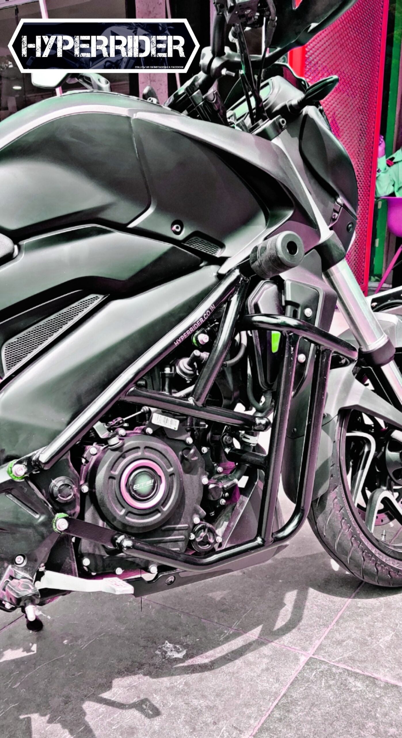 Hyperrider Bajaj Dominar 250 and UG Type 2 Crash Guard with Integrated Frame Slider