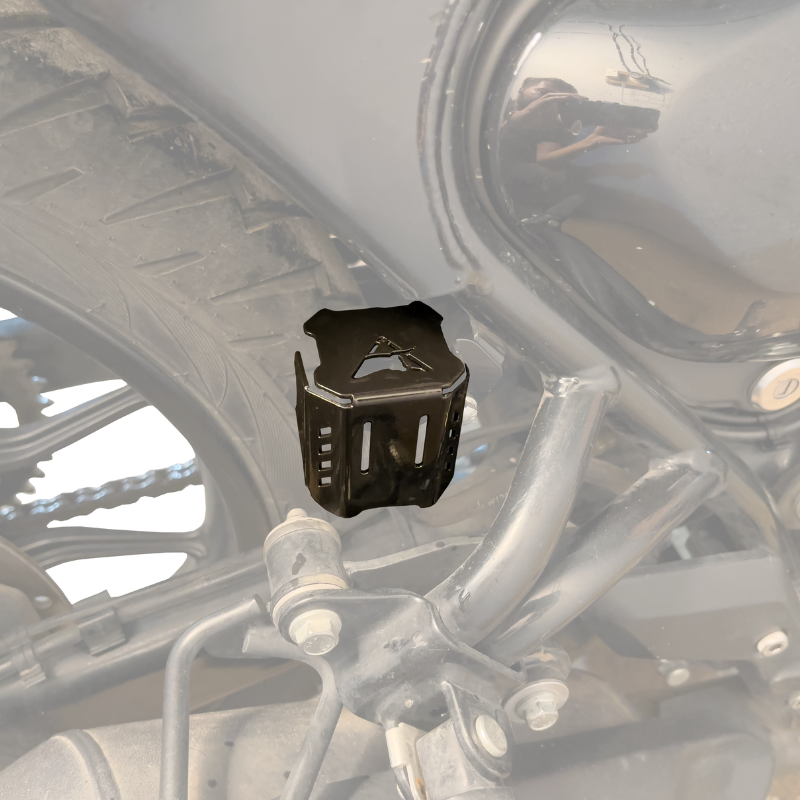 Auto Engina Rear Brake Oil Reservoir Cover for Royal Enfield Hunter 350 1.5mm Mild Steel Gloss Black