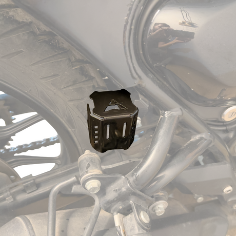 Auto Engina Rear Brake Oil Reservoir Cover for Royal Enfield Hunter 350 1.5mm Mild Steel Gloss Black
