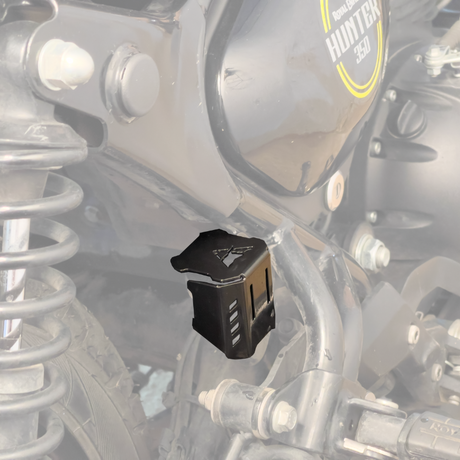 Auto Engina Rear Brake Oil Reservoir Cover for Royal Enfield Hunter 350 1.5mm Mild Steel Gloss Black