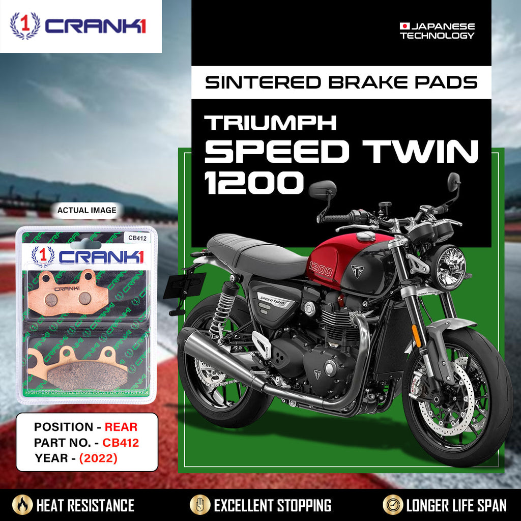 CRANK1 CB412 Sintered Rear Brake Pads for Triumph Speed Twin 1200 2022 motorcycle