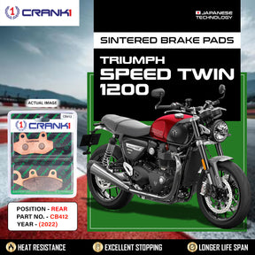 CRANK1 CB412 Sintered Rear Brake Pads for Triumph Speed Twin 1200 2022 motorcycle