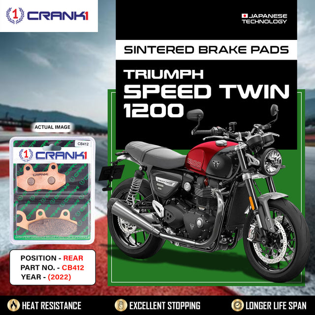 CRANK1 CB412 Sintered Rear Brake Pads for Triumph Speed Twin 1200 2022 motorcycle