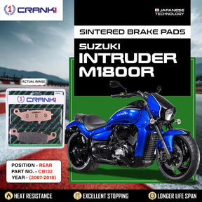 CRANK1 Sintered Rear Brake Pads CB132 for Suzuki Intruder M1800R 2007-2018 Motorcycle Brake Pads