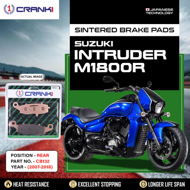 CRANK1 Sintered Rear Brake Pads CB132 for Suzuki Intruder M1800R 2007-2018 Motorcycle Brake Pads