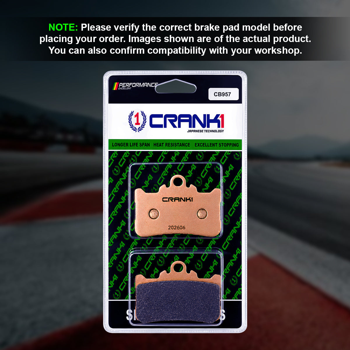 CRANK1 CB041 Rear Sintered Brake Pads for Zontes 350T Adventure 2023 Onwards premium motorcycle brake pads
