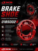 RCB ceramic rear brake shoes with red backing plate for Yamaha Aerox