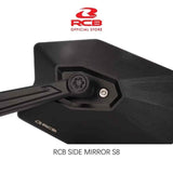 RCB S8 black motorcycle side mirror 01MR012B