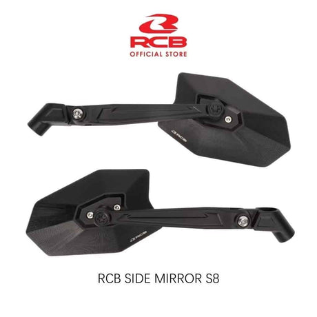 RCB S8 black motorcycle side mirror 01MR012B