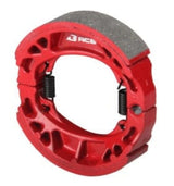 RCB ceramic rear brake shoes with red backing plate for Yamaha Aerox