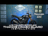 Legundary Custom Thanos crash guard with slider for Triumph Speed 400 black mild steel engine guard