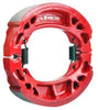 RCB ceramic rear brake shoes with red backing plate for Yamaha Aerox