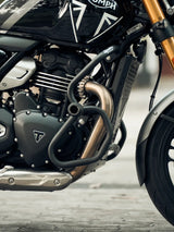 Legundary Custom Thanos crash guard with slider for Triumph Speed 400 black mild steel engine guard