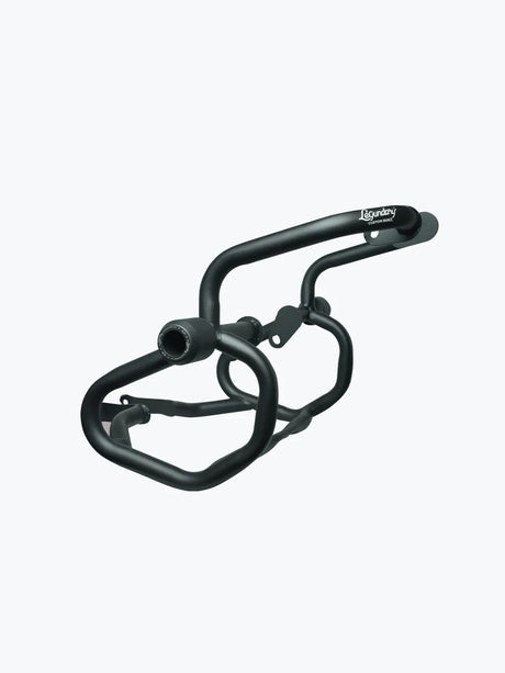 Legundary Custom Thanos crash guard with slider for Triumph Speed 400 black mild steel engine guard