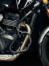 Legundary Custom Thanos crash guard with slider for Triumph Speed 400 black mild steel engine guard