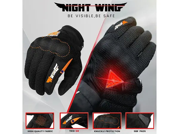 Night Wing Smart Motorcycle Gloves - Black