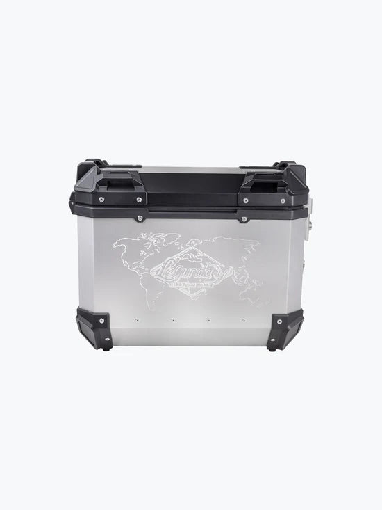 Legundary Custom Fort Knox Series SB 36L Aluminium Top Box Black Silver Motorcycle Luggage Storage Case