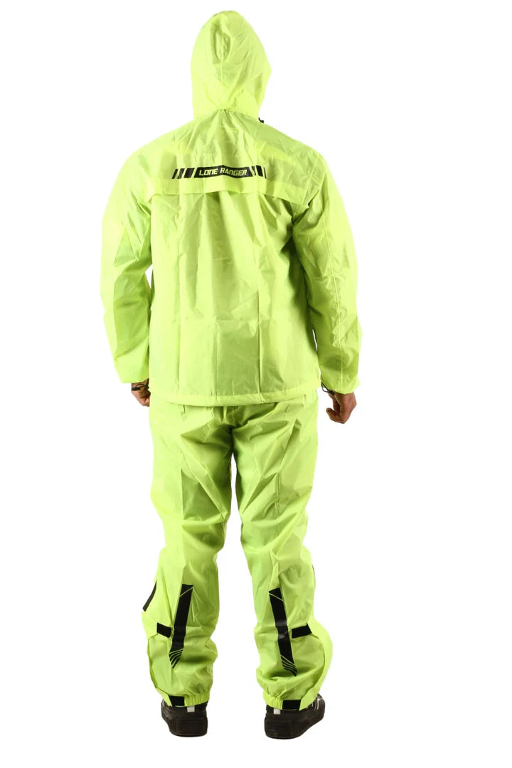 Lone Ranger DryStorm Motorcycle Rain Suit High Visibility Waterproof Jacket and Pants Set