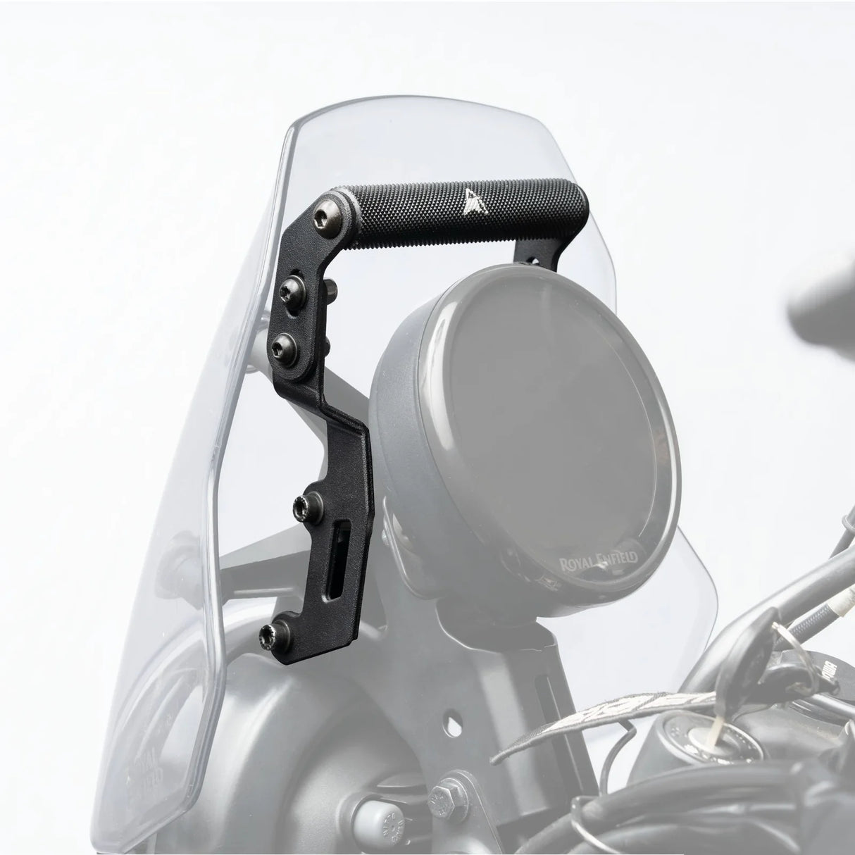 Auto Engina Adjustable GPS Mount installed on Royal Enfield Himalayan 450 motorcycle cockpit