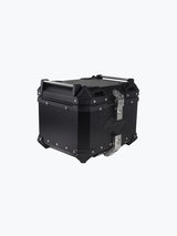 Legundary Custom Fort Knox Series TC 45L Aluminium Top Box with Backrest Pad Black Silver Motorcycle Storage Case