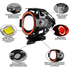 HJG Projector Angel Eyes LED Fog Light For Bike Universal For All Bike (Set of 2 with switch)