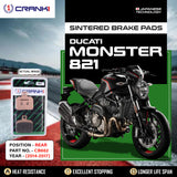 CRANK1 CB662 Sintered Rear Brake Pads for Ducati Monster 821 2014-2017 Motorcycle Brake Pads