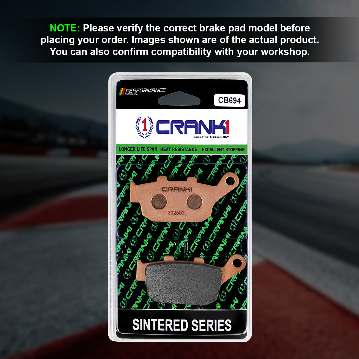 CRANK1 CB691 sintered front brake pads for Honda DN-01 (2008-2011) high-performance motorcycle braking upgrade.