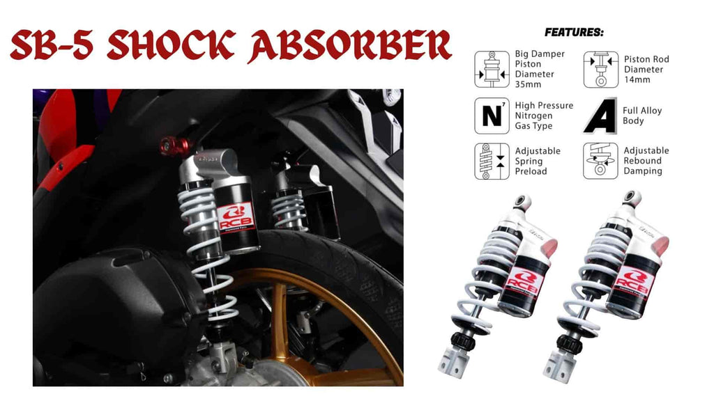 RCB SB-5 white rear shock absorber for Yamaha Aerox 155 01A0137W