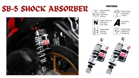 RCB SB-5 white rear shock absorber for Yamaha Aerox 155 01A0137W