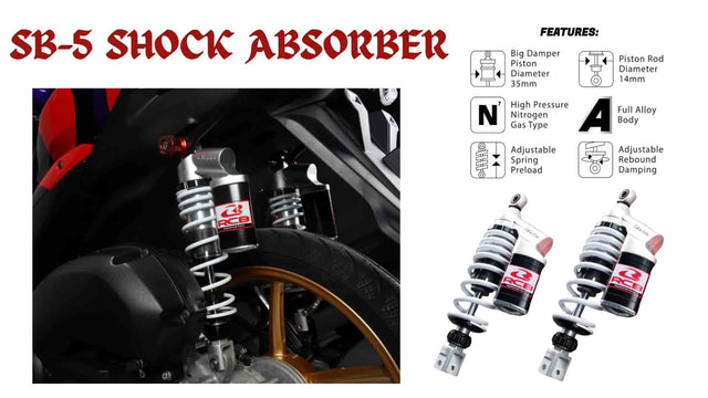 RCB SB-5 white rear shock absorber for Yamaha Aerox 155 01A0137W