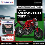 CRANK1 CB312 Sintered Rear Brake Pads for Ducati Monster 797 2017-2018 motorcycle