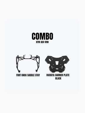 Legundary Custom KTM ADV 890 carrier plate and saddle stay combo black mild steel luggage support system