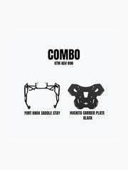 Legundary Custom KTM ADV 890 carrier plate and saddle stay combo black mild steel luggage support system