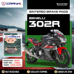 CRANK1 Sintered Rear Brake Pads CB896 For Benelli 302R 2018-2020 Motorcycle