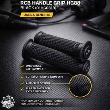 RCB HG88 black motorcycle handlebar grip set 01HG017B 01HG031B