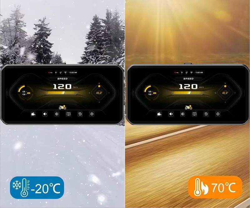 LBC Moto E3 Elite 6.25 inch motorcycle navigation system with Apple CarPlay Android Auto 2K display dual DVR TPMS GPS blind spot detection