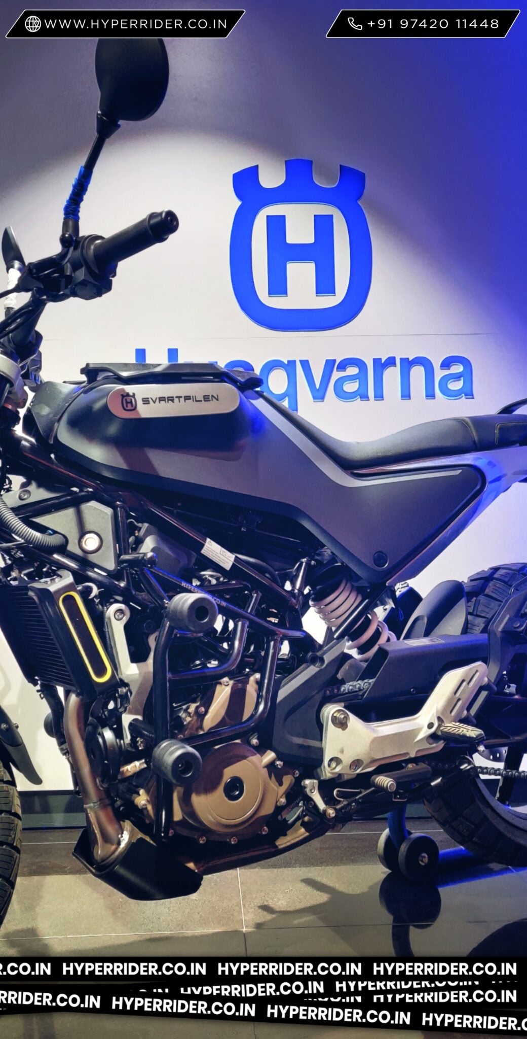 Hyperrider Crash Guard with CNC Delrin Frame Sliders for Husqvarna Svartpilen and Vitpilen