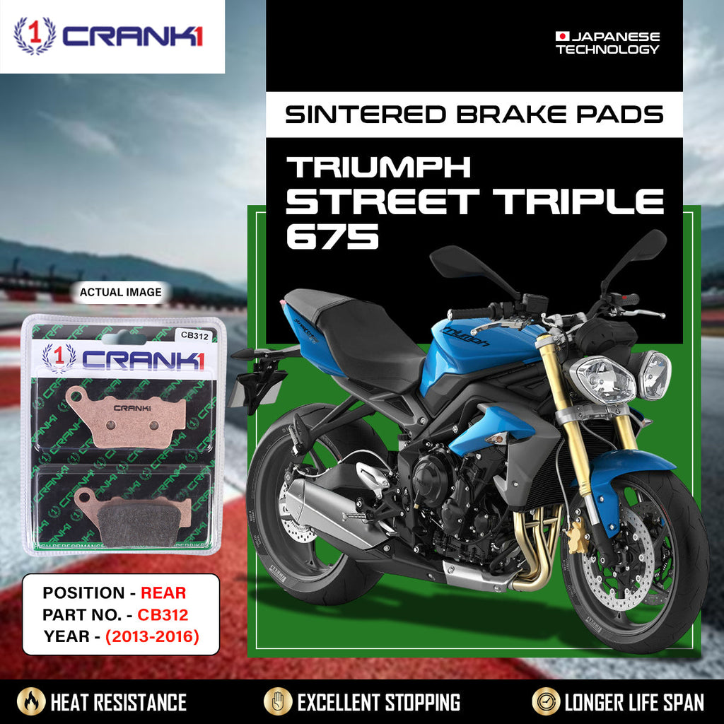 CRANK1 CB312 Sintered Rear Brake Pads for Triumph Street Triple 675 (2013-2016)