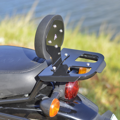 Auto Engina Top Rack with Backrest for Royal Enfield Hunter 350 19mm Mild Steel 12kg Gloss Black
